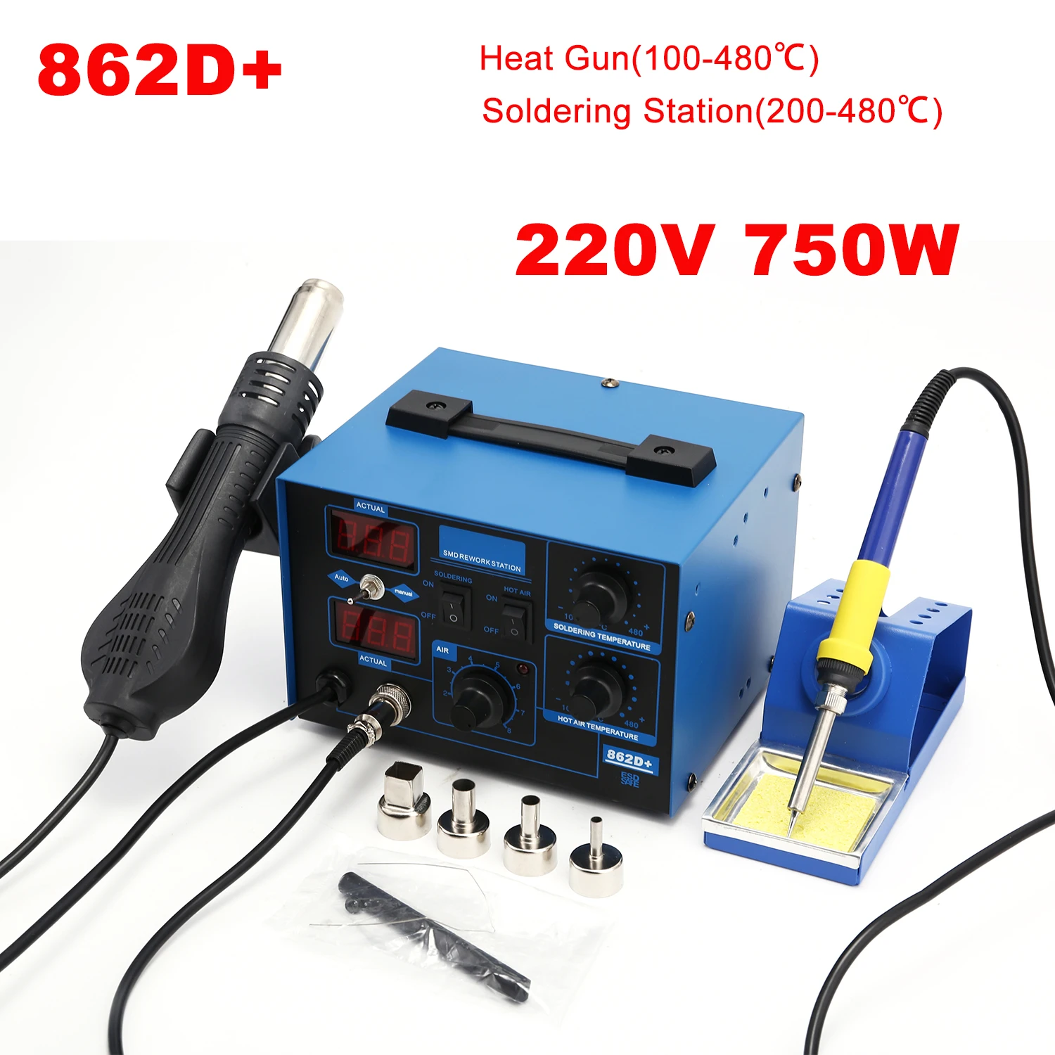 862D+ Lötstation 2-in-1 BGA Re – 2 In 1 Soldering Rework Station 750W Bewertung und Preis