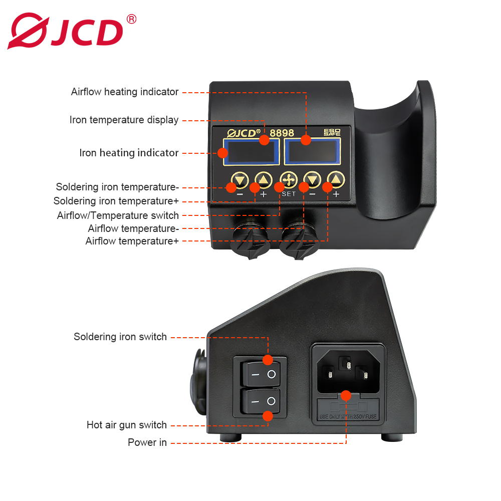 JCD 8898 750W Lötstation 2-in- – 2 In 1 Soldering Rework Station 750W Bewertung und Preis