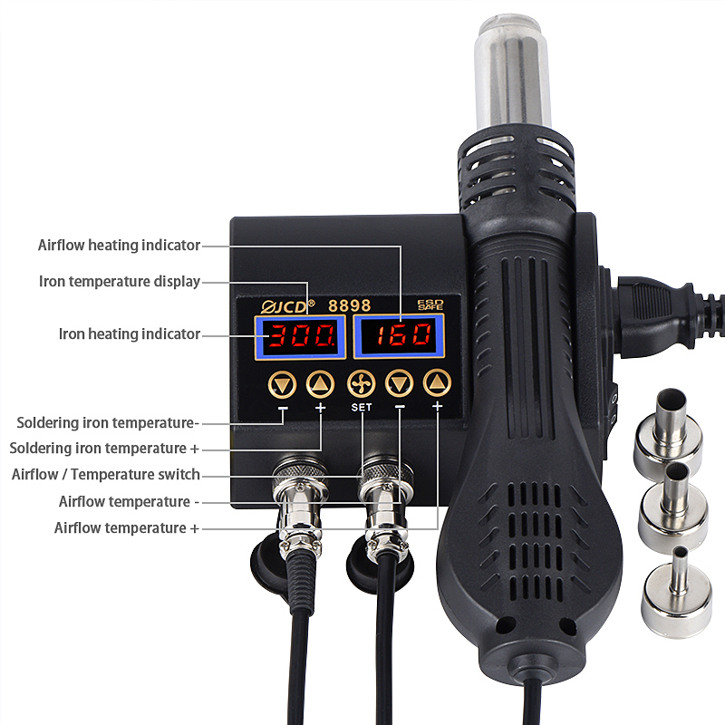 JCD 8898-16 750W 2-in-1 LCD Di – 2 In 1 Soldering Rework Station 750W Bewertung und Preis